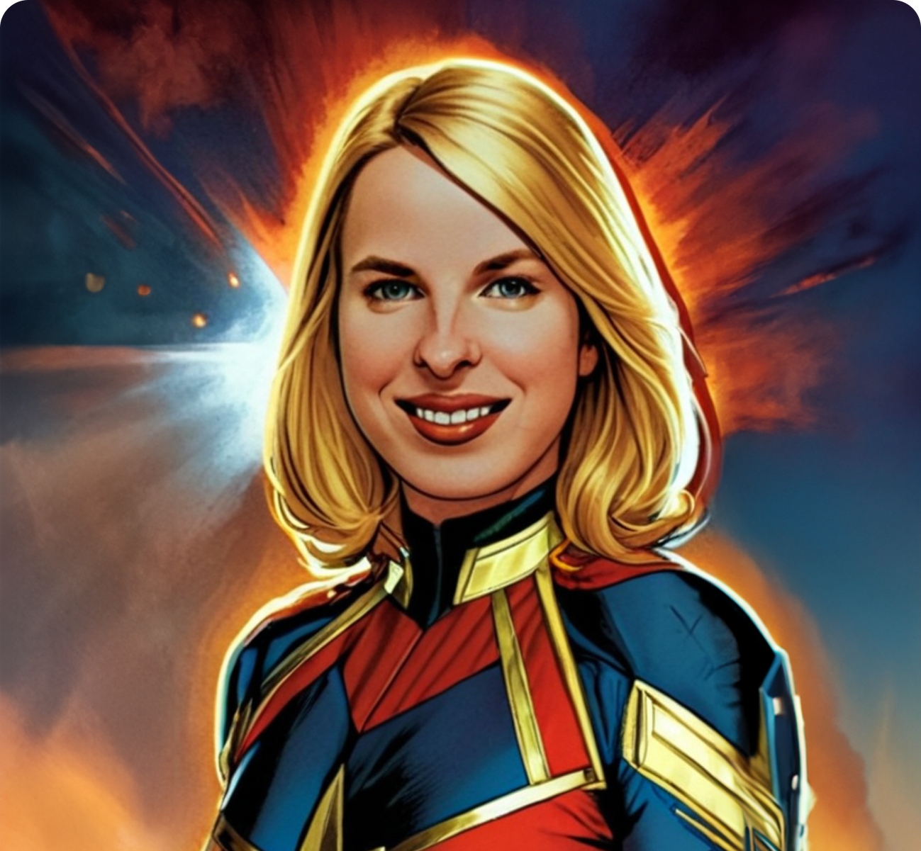 Kate Miffitt AI generated as Captain Marvel